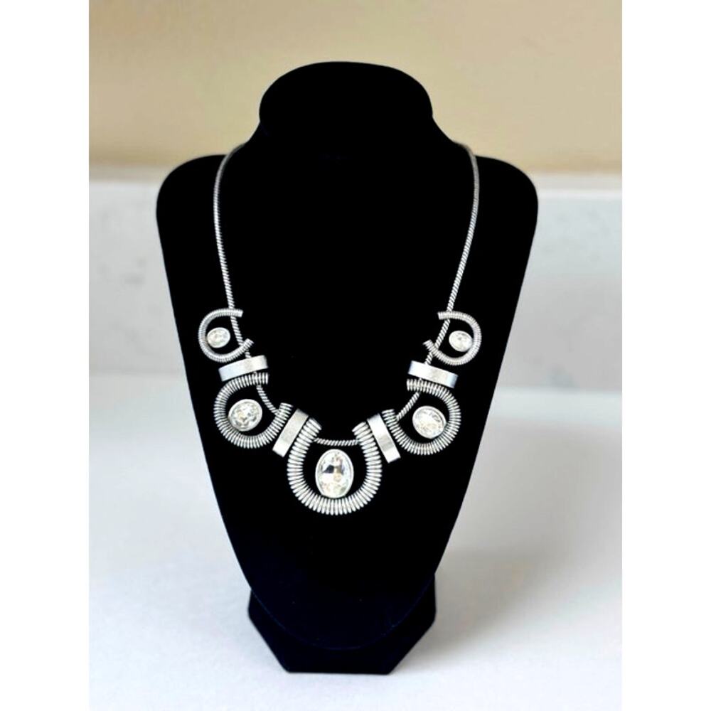 VINTAGE LIA SOPHIA "COIL" CUT CRYSTALS STATEMENT NECKLACE (RETIRED)